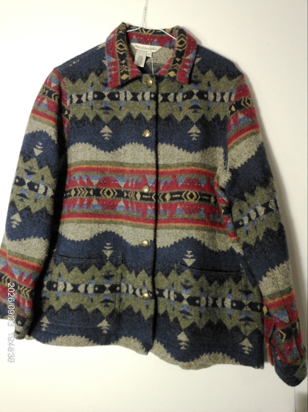 david brooks Men's Southwestern Jacket - Blue/Olive/Red